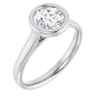 Anel Solitário de Noivado Bezel em Ouro 14k com Diamante Natural – Branco 14k