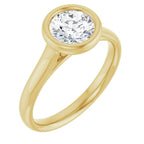 Anel Solitário de Noivado Bezel em Ouro 14k com Diamante Natural – Amarelo 14k