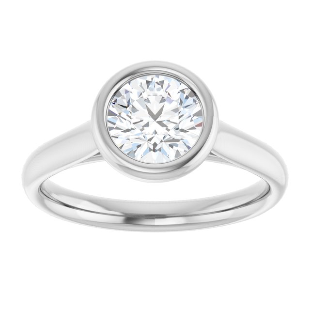 Solitário Bezel – Branco 14k – vista de cima