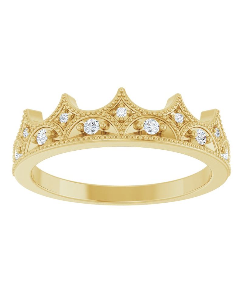 Anel Coroa Cravejado em Ouro 14k com Diamantes Naturais – Modelo 2