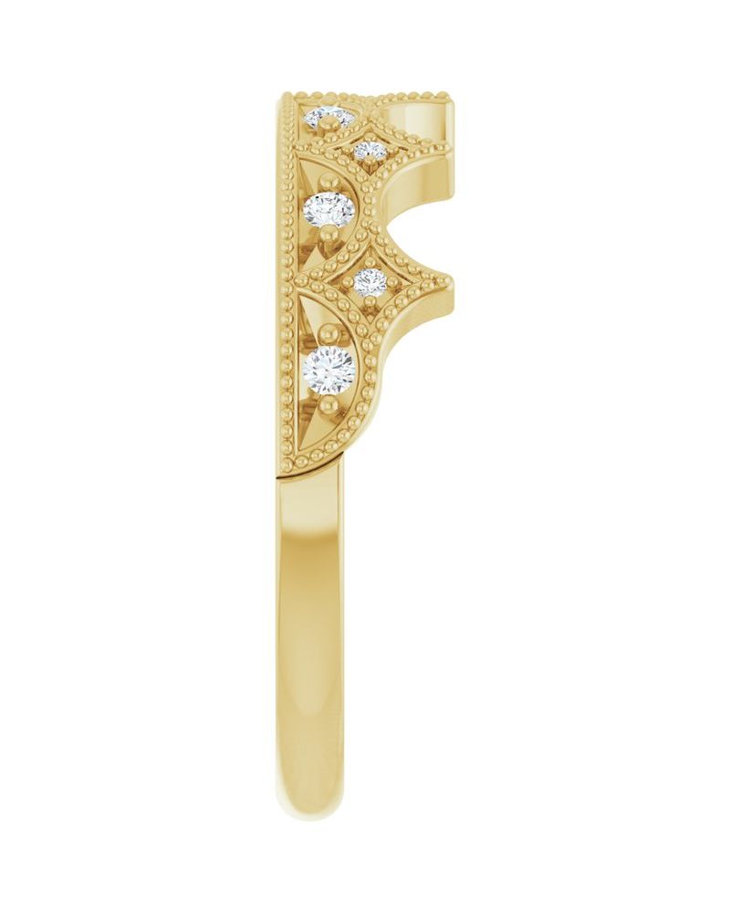 Anel Coroa Cravejado em Ouro 14k com Diamantes Naturais – Modelo 2
