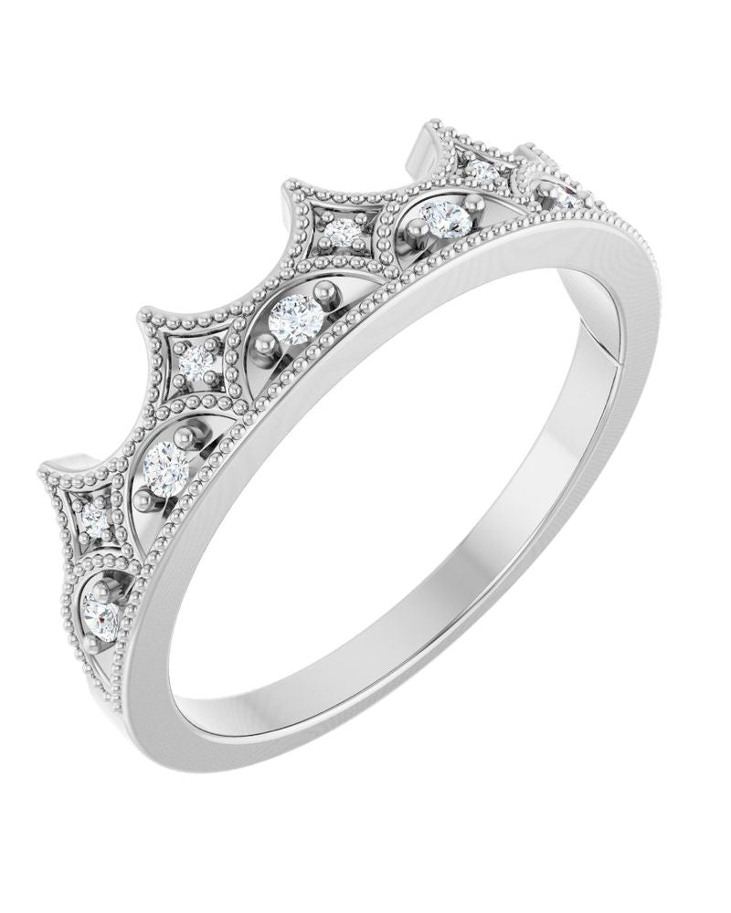 Anel Coroa Cravejado em Ouro 14k com Diamantes Naturais – Modelo 2