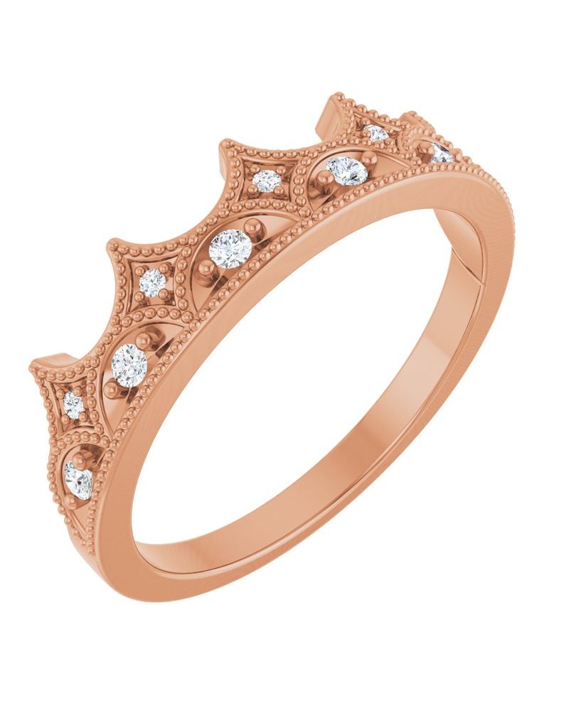 Anel Coroa Cravejado em Ouro 14k com Diamantes Naturais – Modelo 2