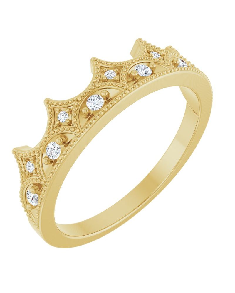 Anel Coroa Cravejado em Ouro 14k com Diamantes Naturais – Modelo 2