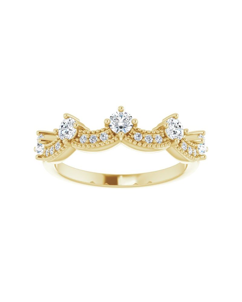 Anel Coroa Cravejado em Ouro 14k com Diamantes Naturais – Modelo 4