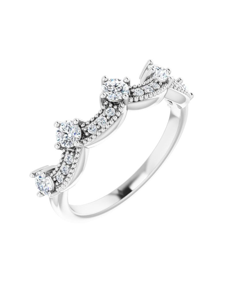 Anel Coroa Cravejado em Ouro 14k com Diamantes Naturais – Modelo 4