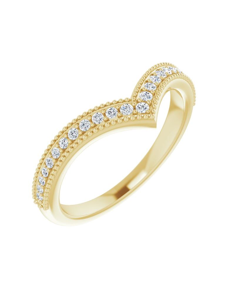 Anel em V Cravejado Empilhável em Ouro 14k com Diamantes Naturais