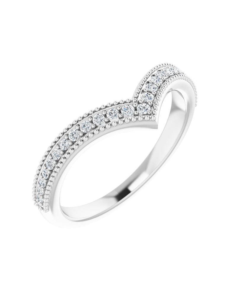Anel em V Cravejado Empilhável em Ouro 14k com Diamantes Naturais
