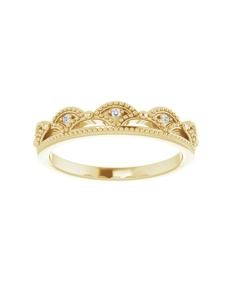 Anel Coroa em Ouro 14k com Diamantes Naturais