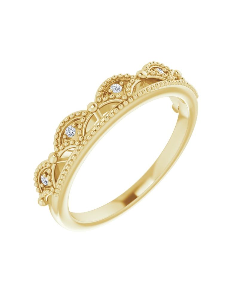 Anel Coroa em Ouro 14k com Diamantes Naturais