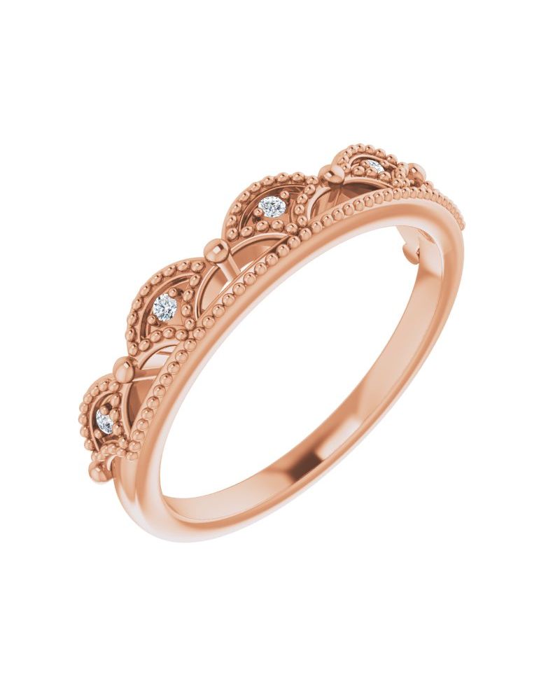 Anel Coroa em Ouro 14k com Diamantes Naturais