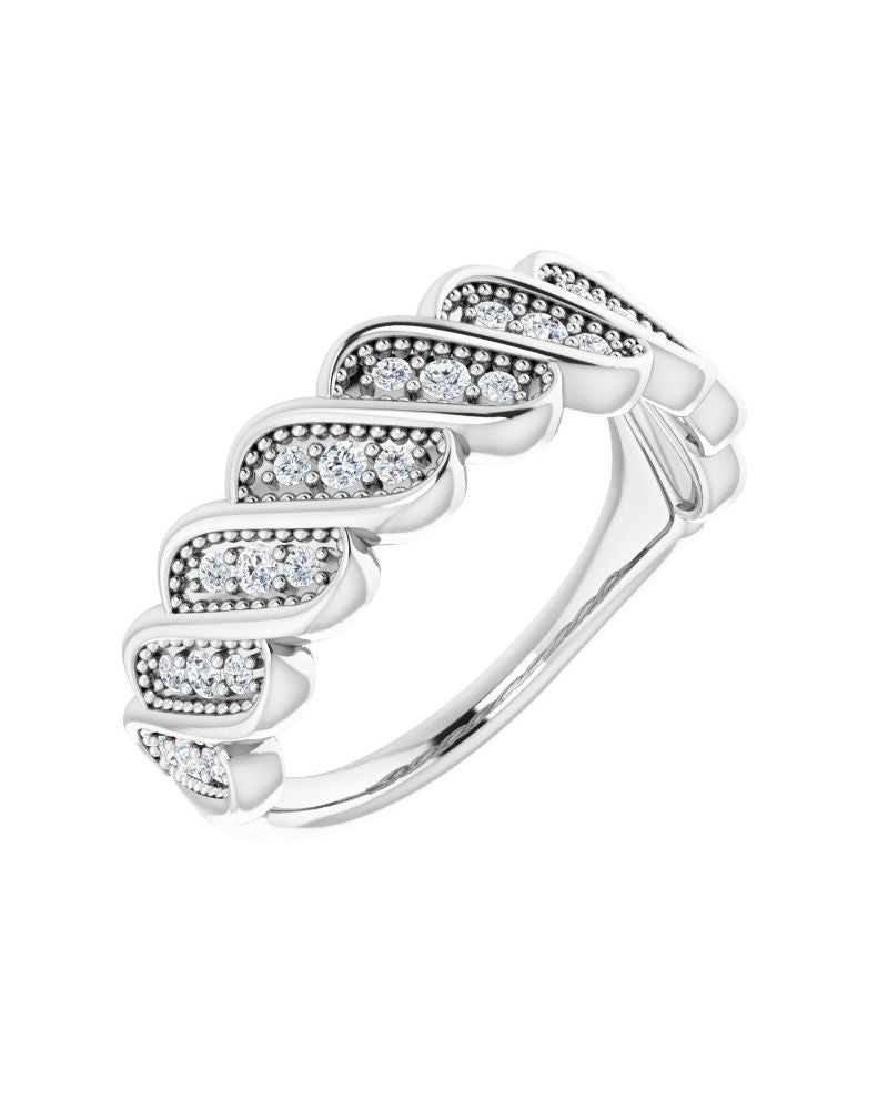Anel Cravejado Empilhável em Ouro 14k com Diamantes Naturais – Modelo 23