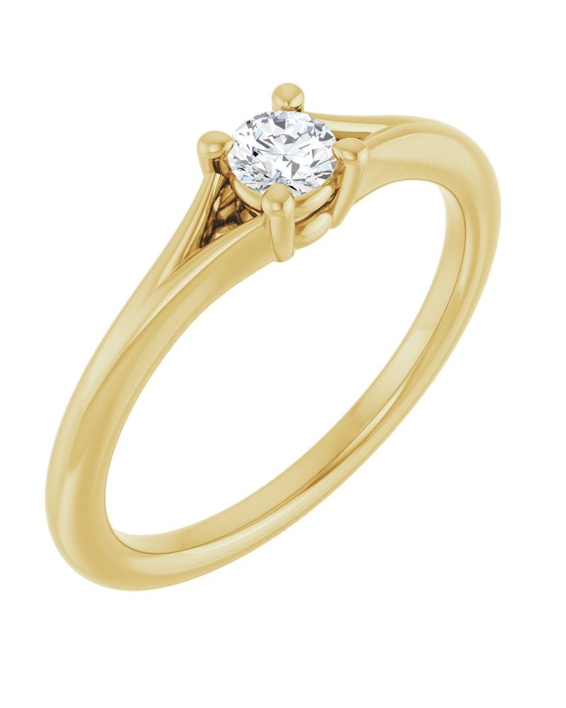 Anel Solitário Infantil em Ouro 14k com Diamantes Naturais