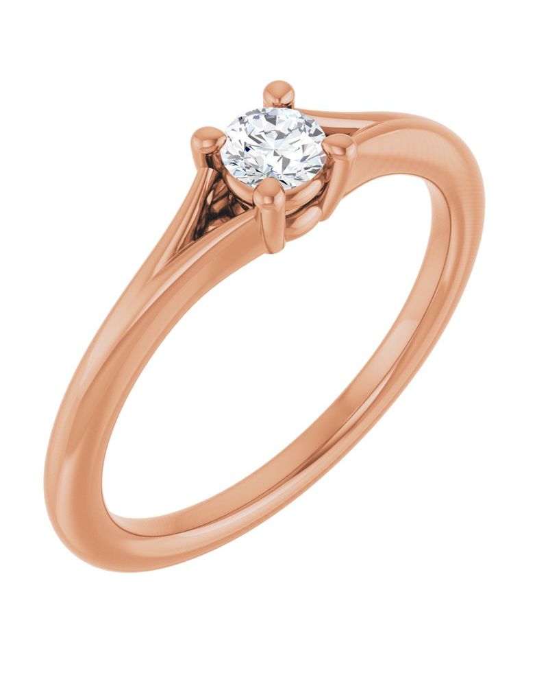 Anel Solitário Infantil em Ouro 14k com Diamantes Naturais