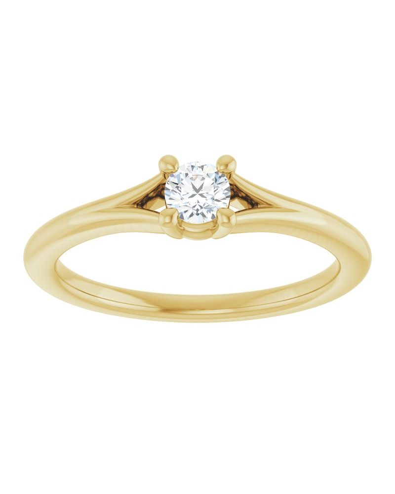 Anel Solitário Infantil em Ouro 14k com Diamantes Naturais