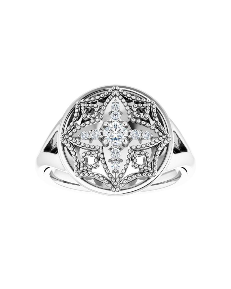 Anel Cravejado Vintage em Ouro 14k com Diamantes Naturais