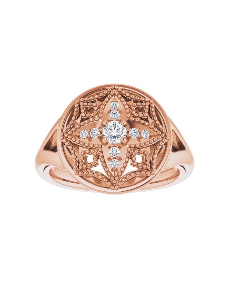 Anel Cravejado Vintage em Ouro 14k com Diamantes Naturais