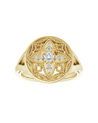 Anel Cravejado Vintage em Ouro 14k com Diamantes Naturais