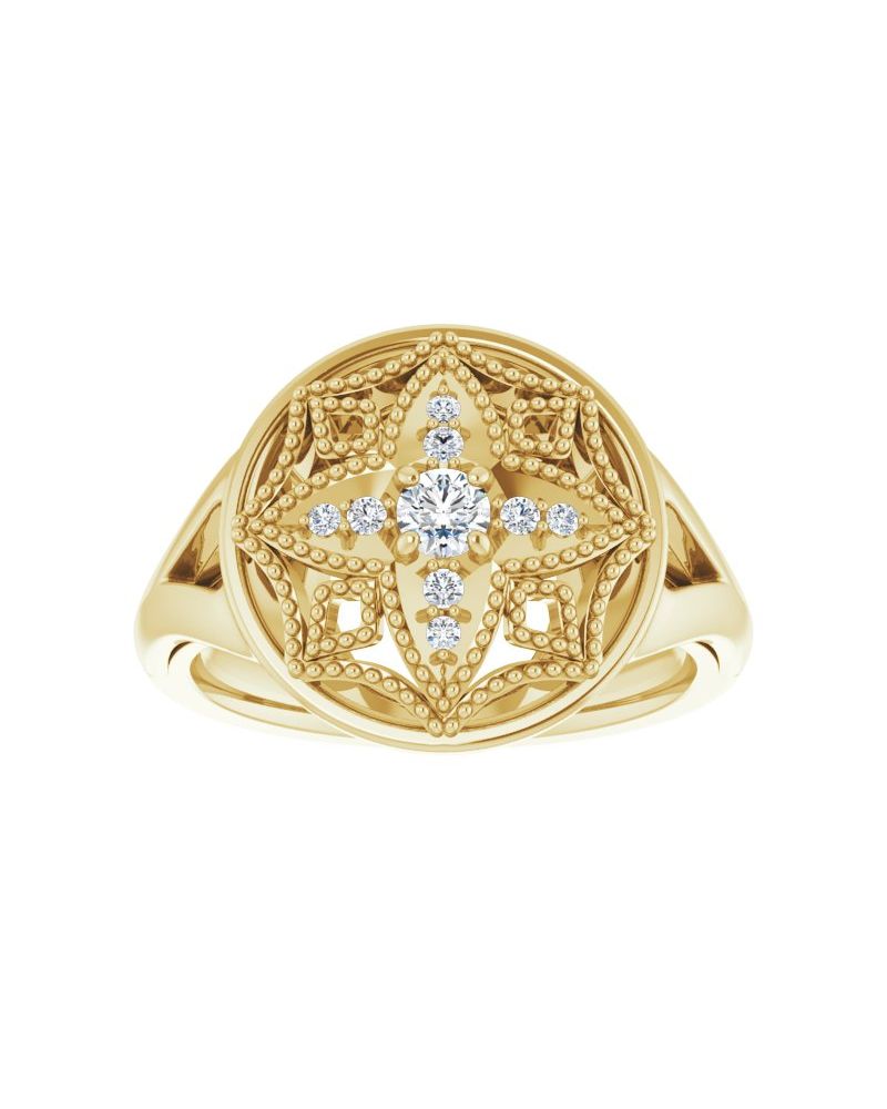 Anel Cravejado Vintage em Ouro 14k com Diamantes Naturais