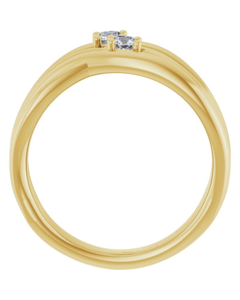 Anel Duas Pedras Bypass em Ouro 14k com Diamantes Naturais – Modelo 2