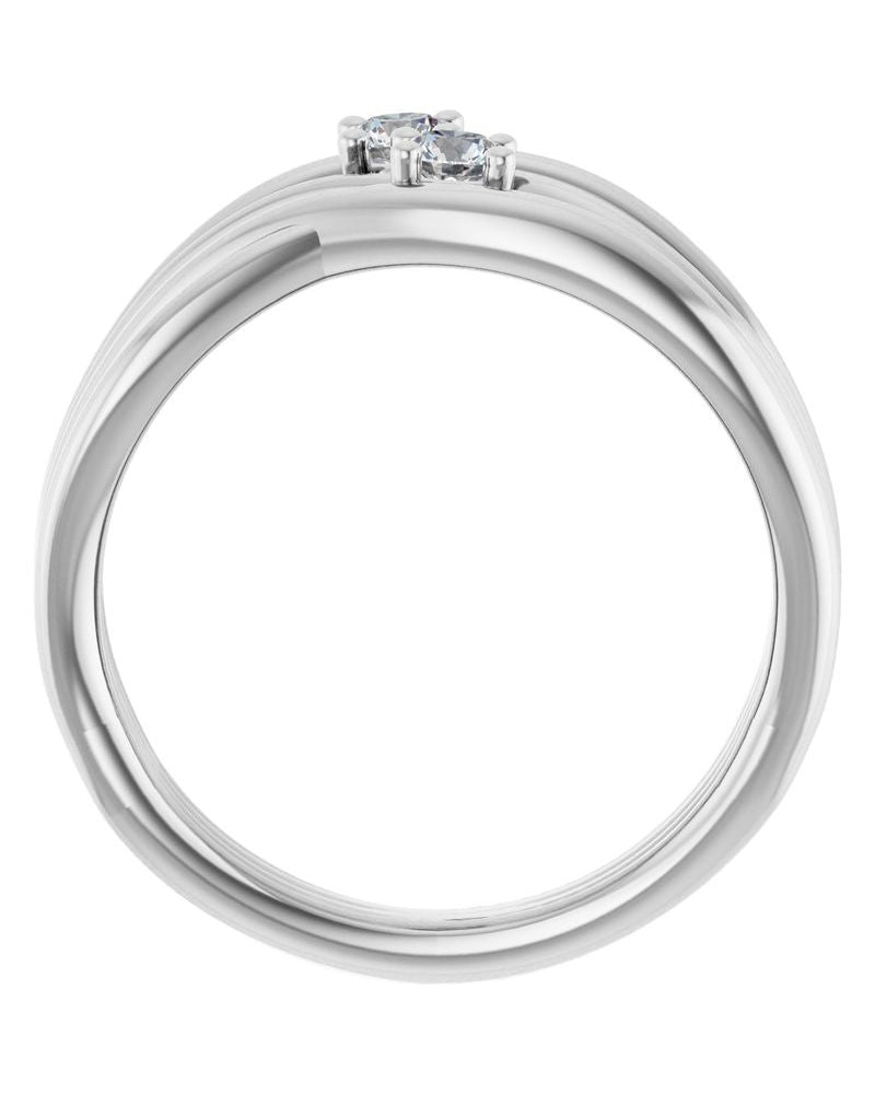 Anel Duas Pedras Bypass em Ouro 14k com Diamantes Naturais – Modelo 2