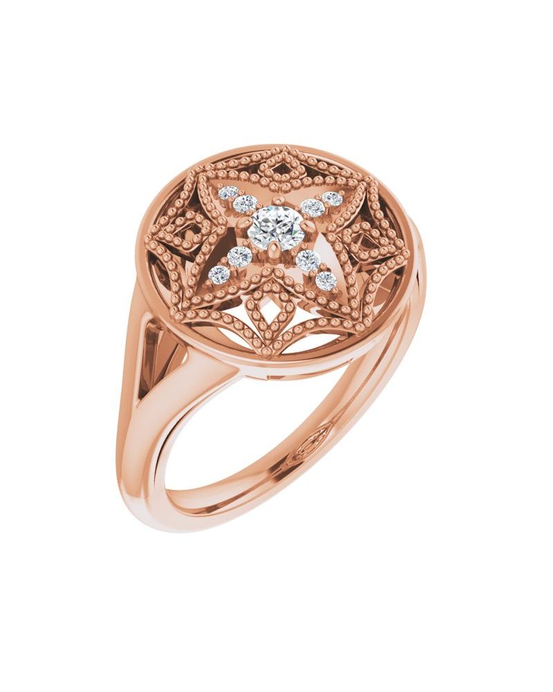 Anel Cravejado Vintage em Ouro 14k com Diamantes Naturais
