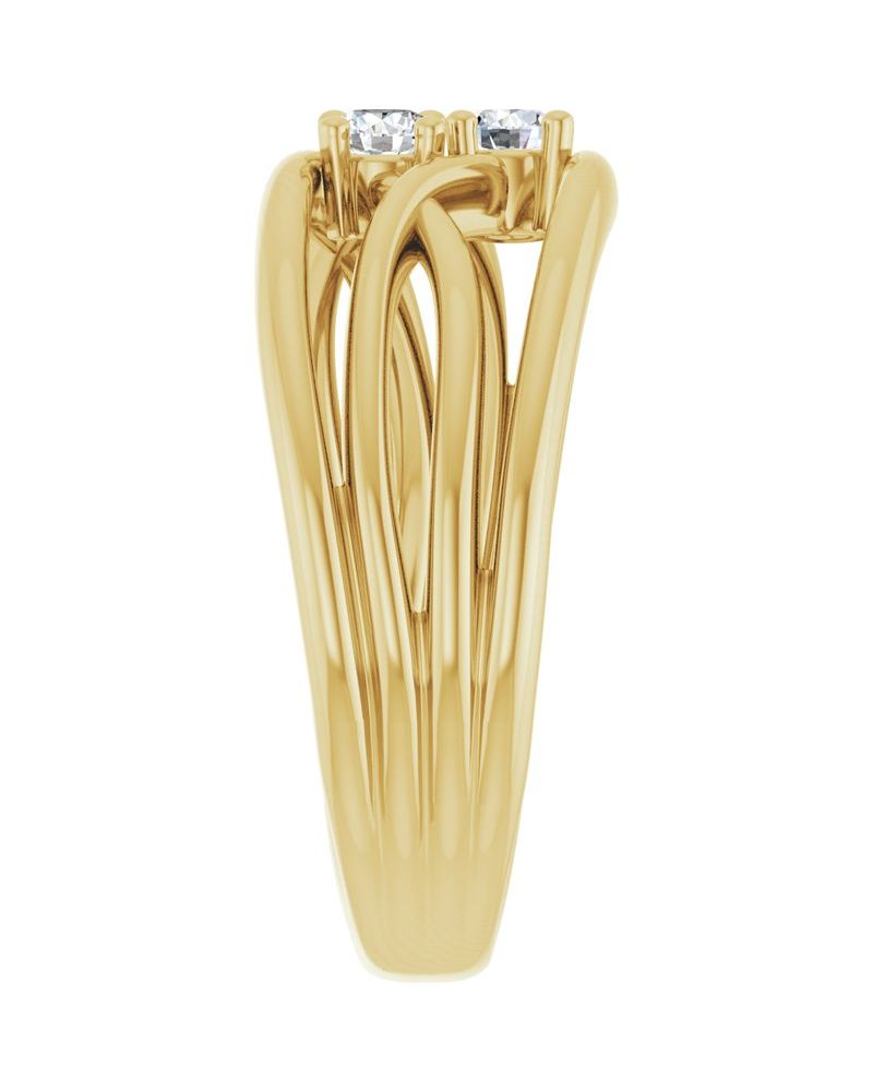 Anel Duas Pedras Bypass em Ouro 14k com Diamantes Naturais – Modelo 2