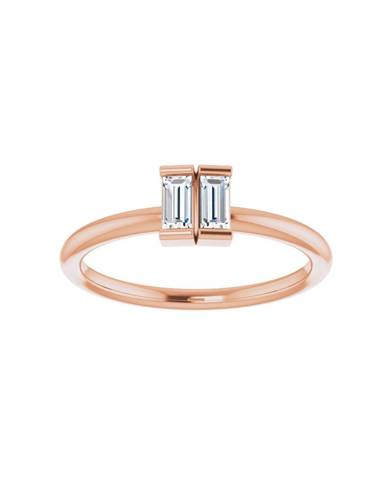 Anel Duas Pedras em Ouro 14k com Diamantes Naturais – Modelo 4