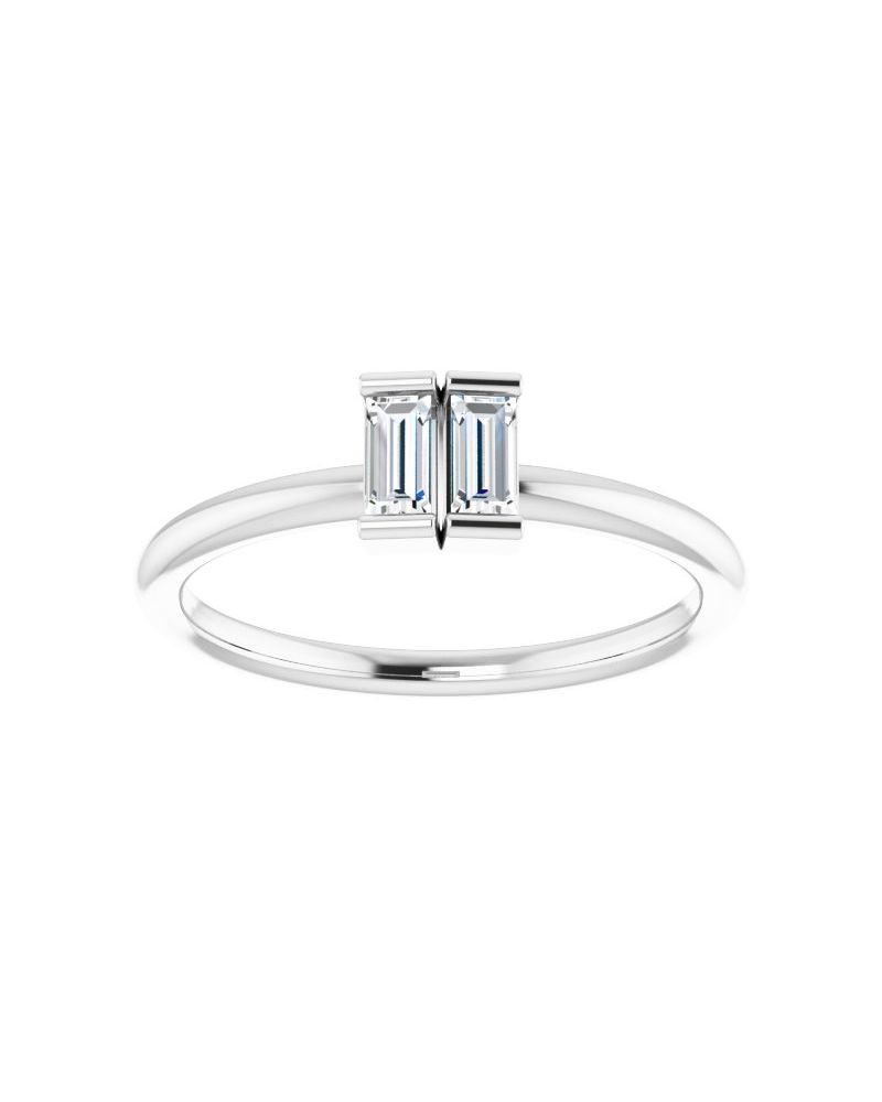 Anel Duas Pedras em Ouro 14k com Diamantes Naturais – Modelo 4