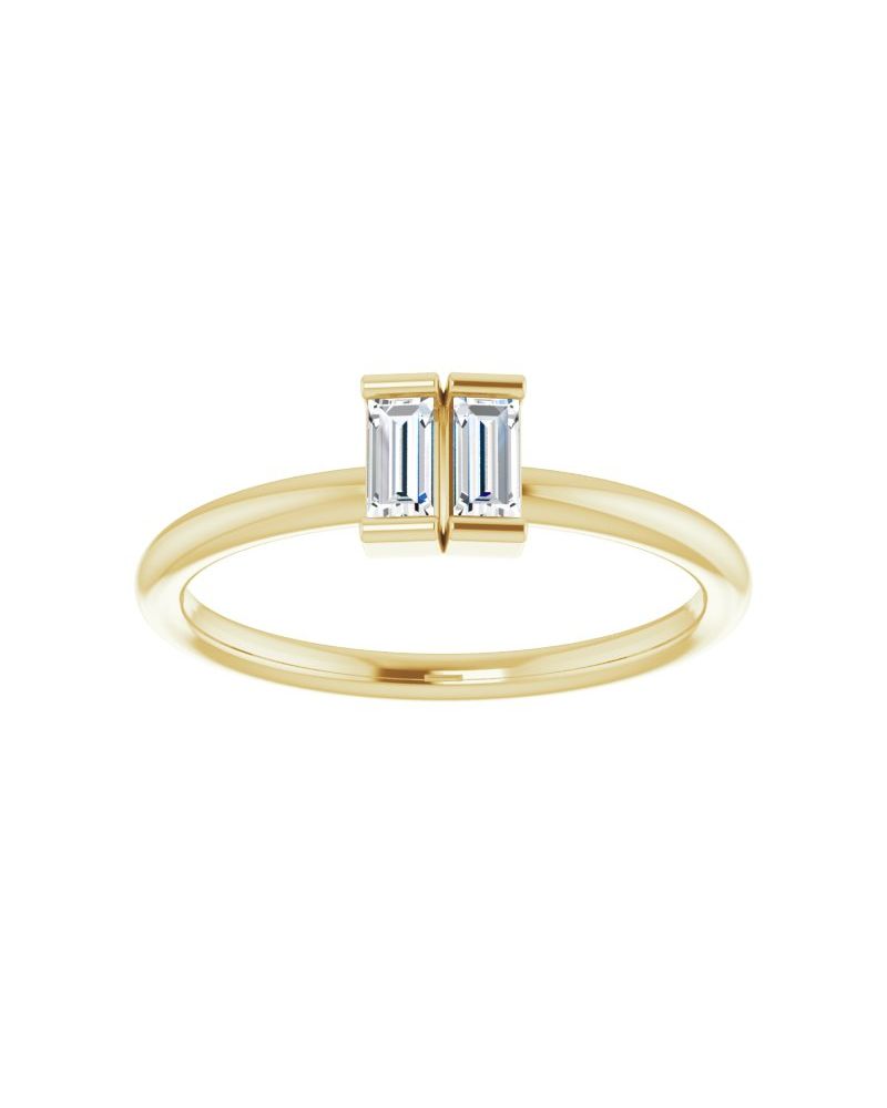Anel Duas Pedras em Ouro 14k com Diamantes Naturais – Modelo 4