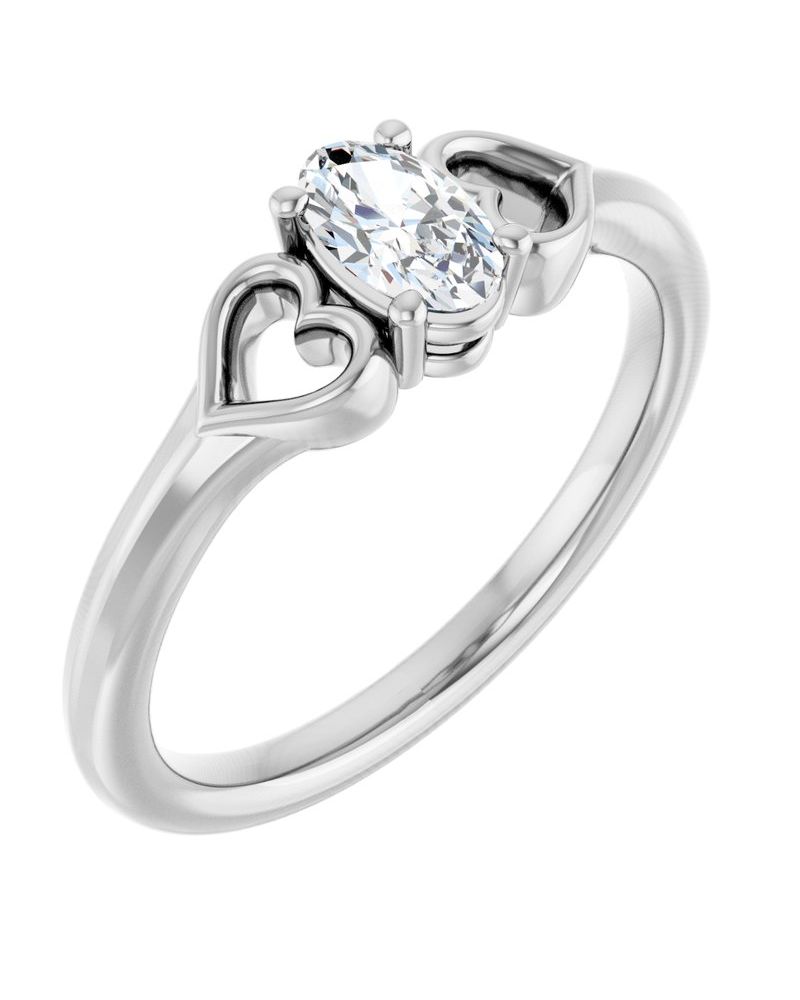 Anel Coração Infantil em Ouro 14k com Diamantes Naturais – Modelo 3