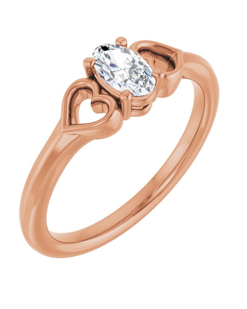 Anel Coração Infantil em Ouro 14k com Diamantes Naturais – Modelo 3