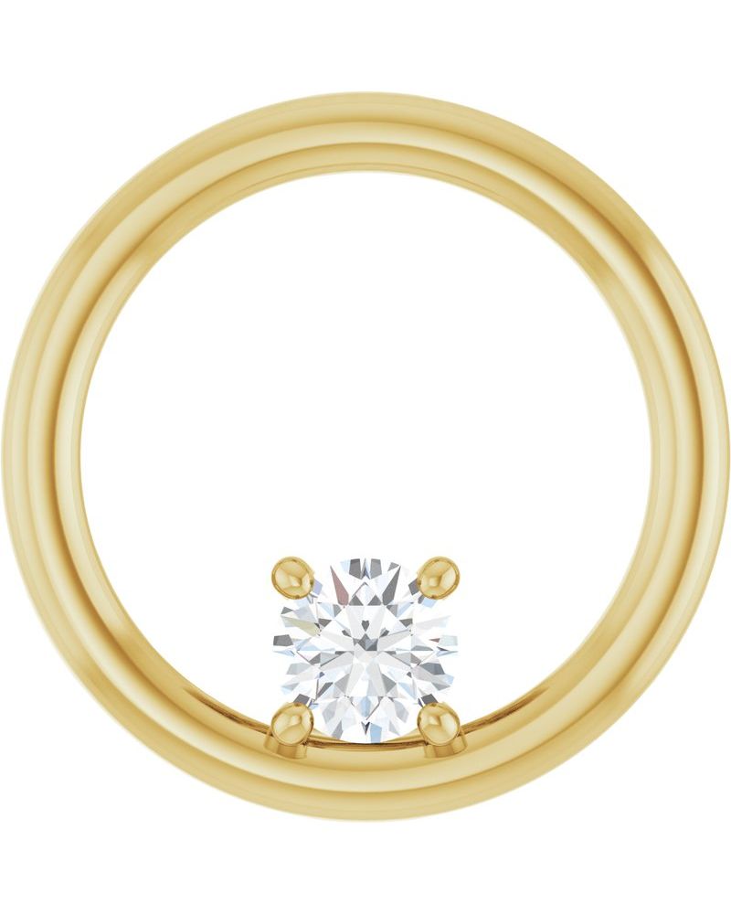 Pingente Solitário Círculo em Ouro 14k com Diamantes de Laboratório