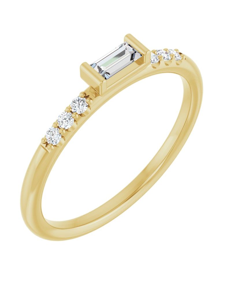 Anel Empilhável Cravejado em Ouro 14k com Diamantes Naturais