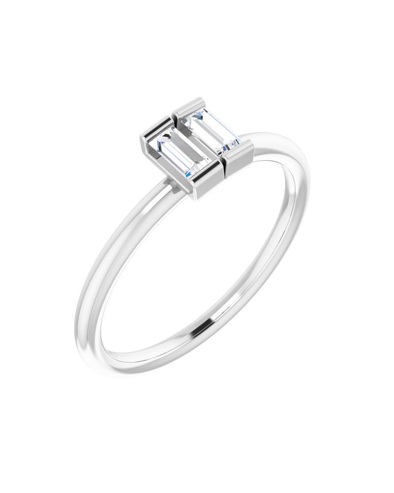 Anel Duas Pedras em Ouro 14k com Diamantes Naturais – Modelo 4