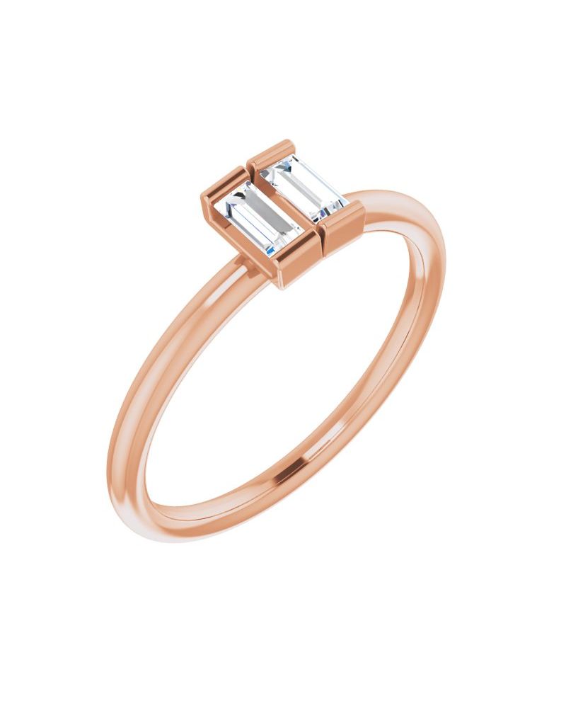 Anel Duas Pedras em Ouro 14k com Diamantes Naturais – Modelo 4