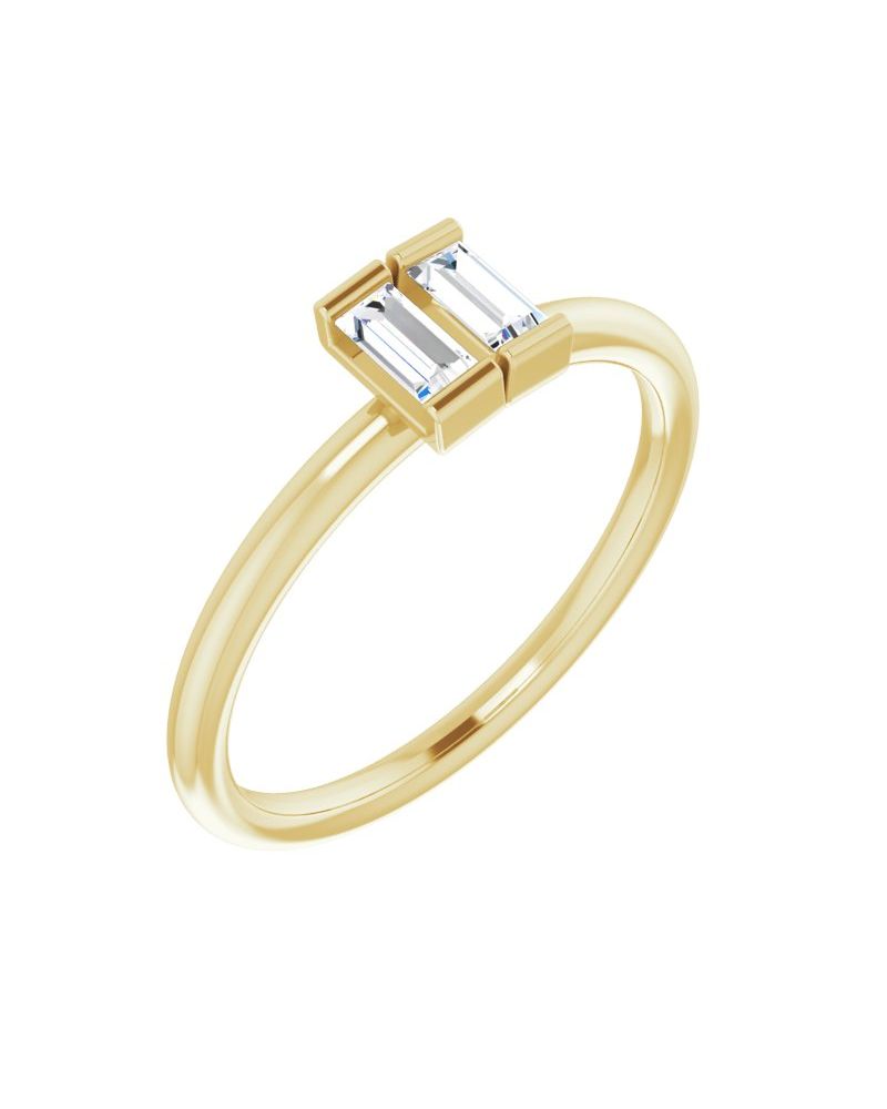 Anel Duas Pedras em Ouro 14k com Diamantes Naturais – Modelo 4