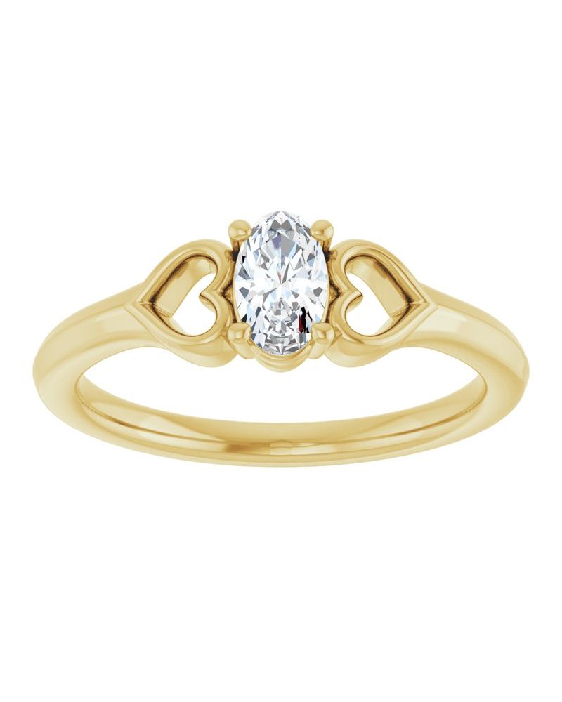 Anel Coração Infantil em Ouro 14k com Diamantes Naturais – Modelo 3