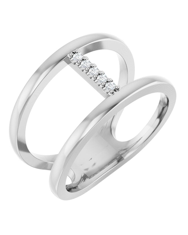 Anel Vazado em Ouro 14k com Diamantes Naturais – Modelo 4