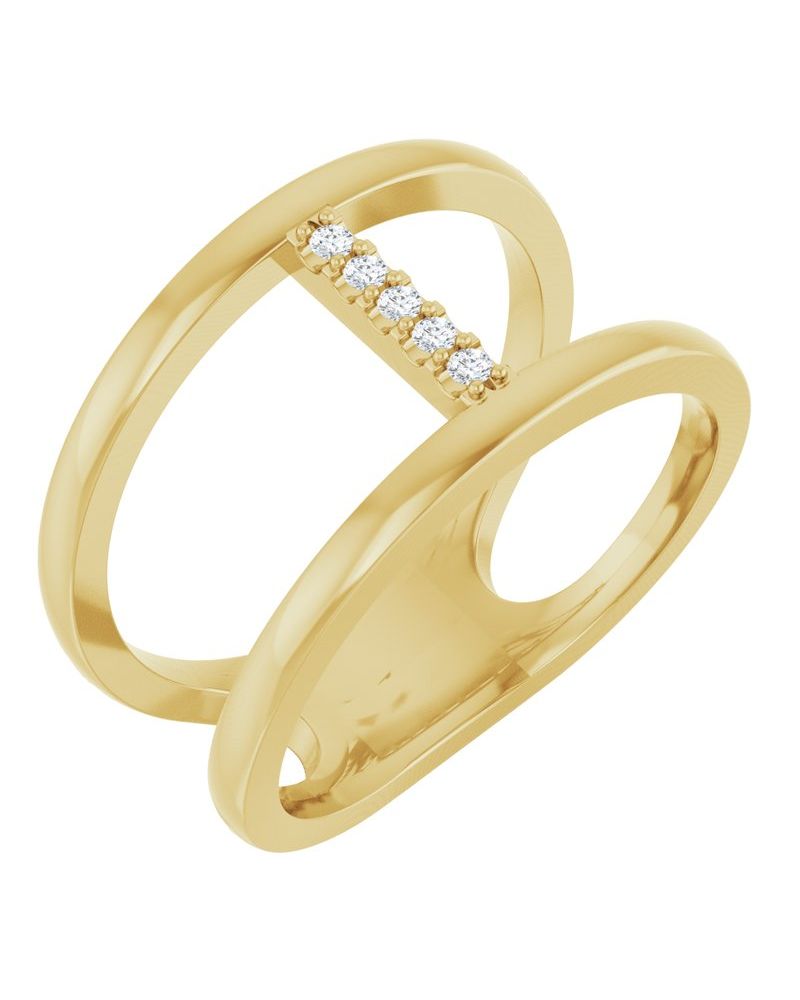 Anel Vazado em Ouro 14k com Diamantes Naturais – Modelo 4