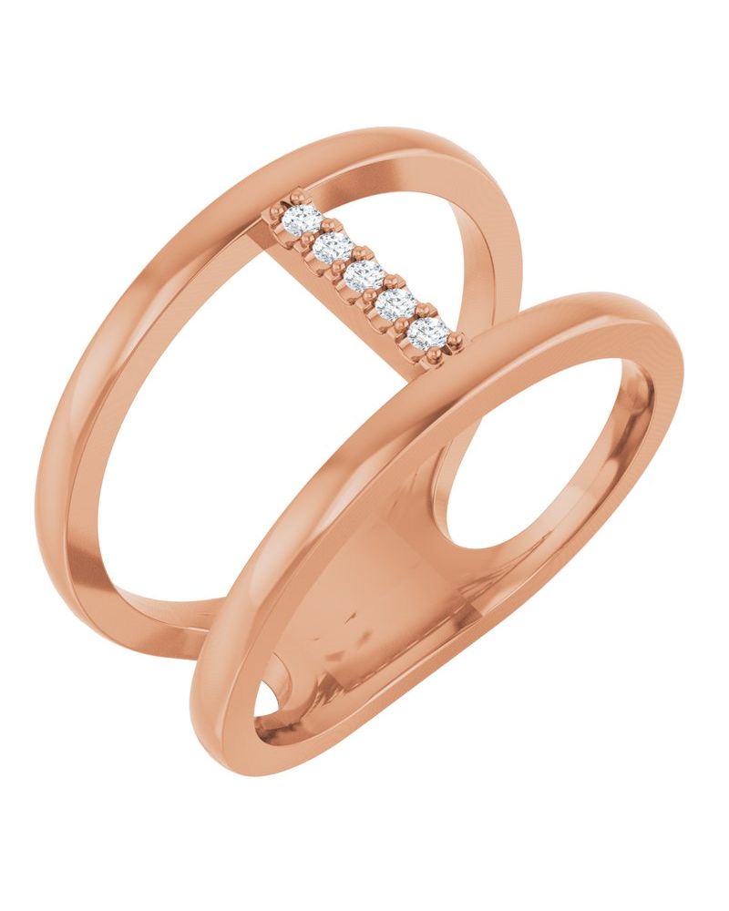 Anel Vazado em Ouro 14k com Diamantes Naturais – Modelo 4