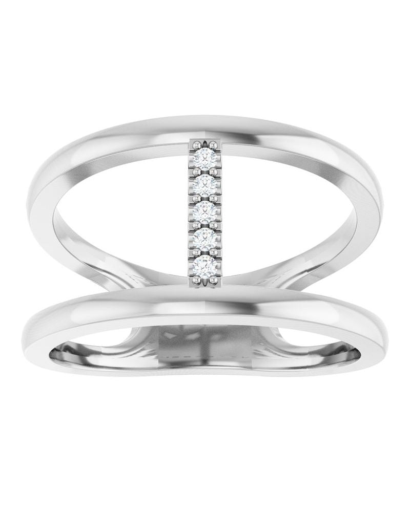 Anel Vazado em Ouro 14k com Diamantes Naturais – Modelo 4