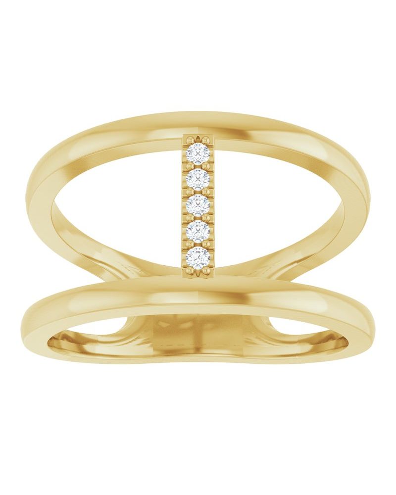 Anel Vazado em Ouro 14k com Diamantes Naturais – Modelo 4