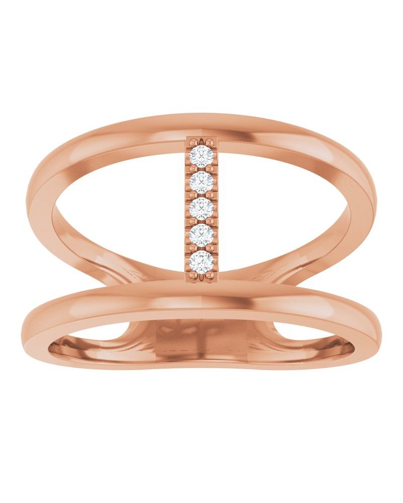 Anel Vazado em Ouro 14k com Diamantes Naturais – Modelo 4