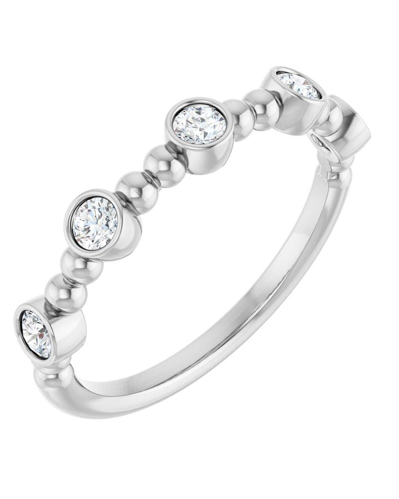Anel Bolinha Empilhável em Ouro 14k com Diamantes Naturais – Modelo 4