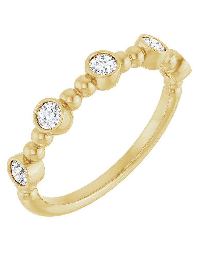 Anel Bolinha Empilhável em Ouro 14k com Diamantes Naturais – Modelo 4