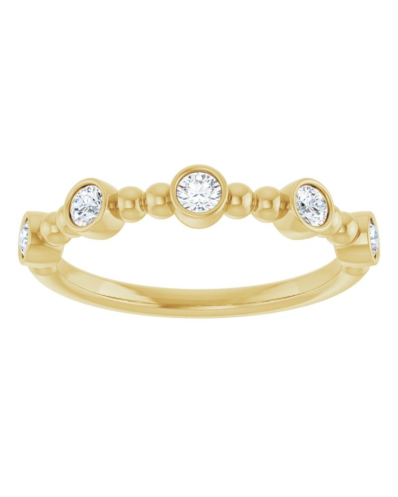 Anel Bolinha Empilhável em Ouro 14k com Diamantes Naturais – Modelo 4