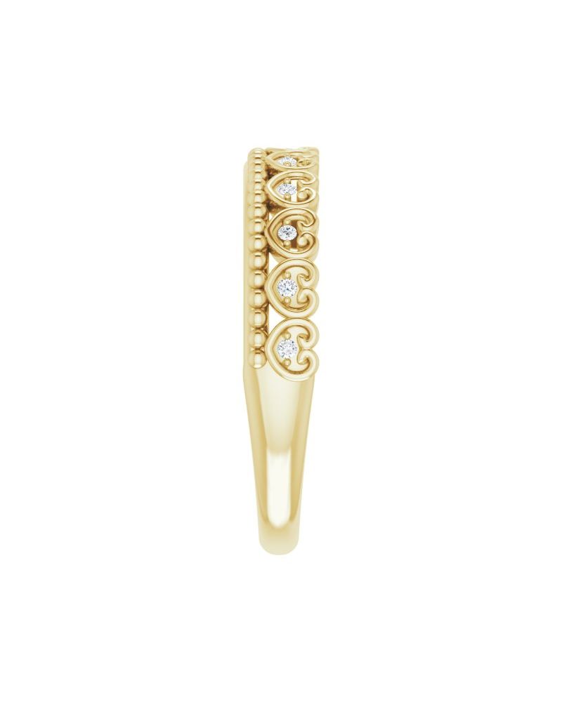 Anel Bolinhas Coração Empilhável em Ouro 14k com Diamantes Naturais