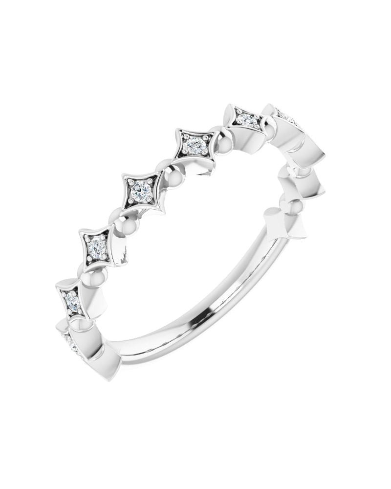 Anel Cravejado Empilhável em Ouro 14k com Diamantes Naturais – Modelo 8