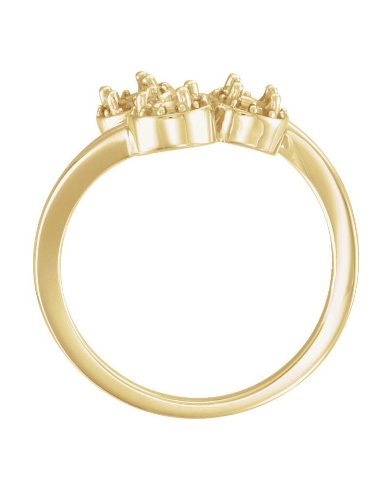Anel Três Pedras Halo em Ouro 14k com Diamantes Naturais